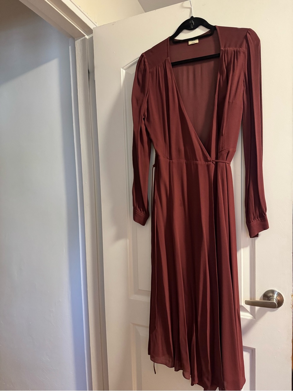 Aritzia Long Sleeve Wrap Dress in Wine